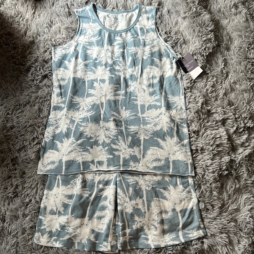 Grayson/Threads Kids Blue Palm Trees Tank with Shorts Size L NWT